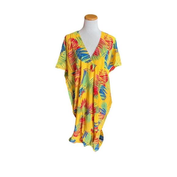 NWT Womens Yumiday Tropical Palm Flowy Airy Dress or Beach Swim Coverup - Sz S - Picture 4 of 4